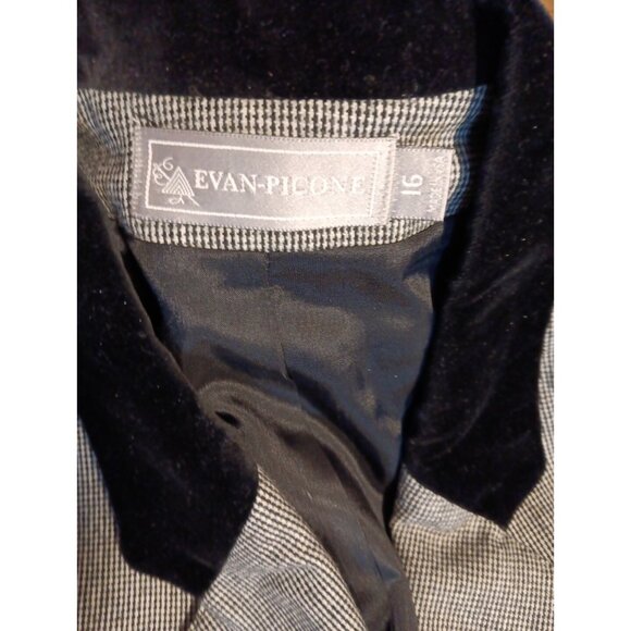 Evan Picone Skirt Suit Womens 16 Wool Blazer Career Classic Velvet Trim Union - Picture 4 of 12